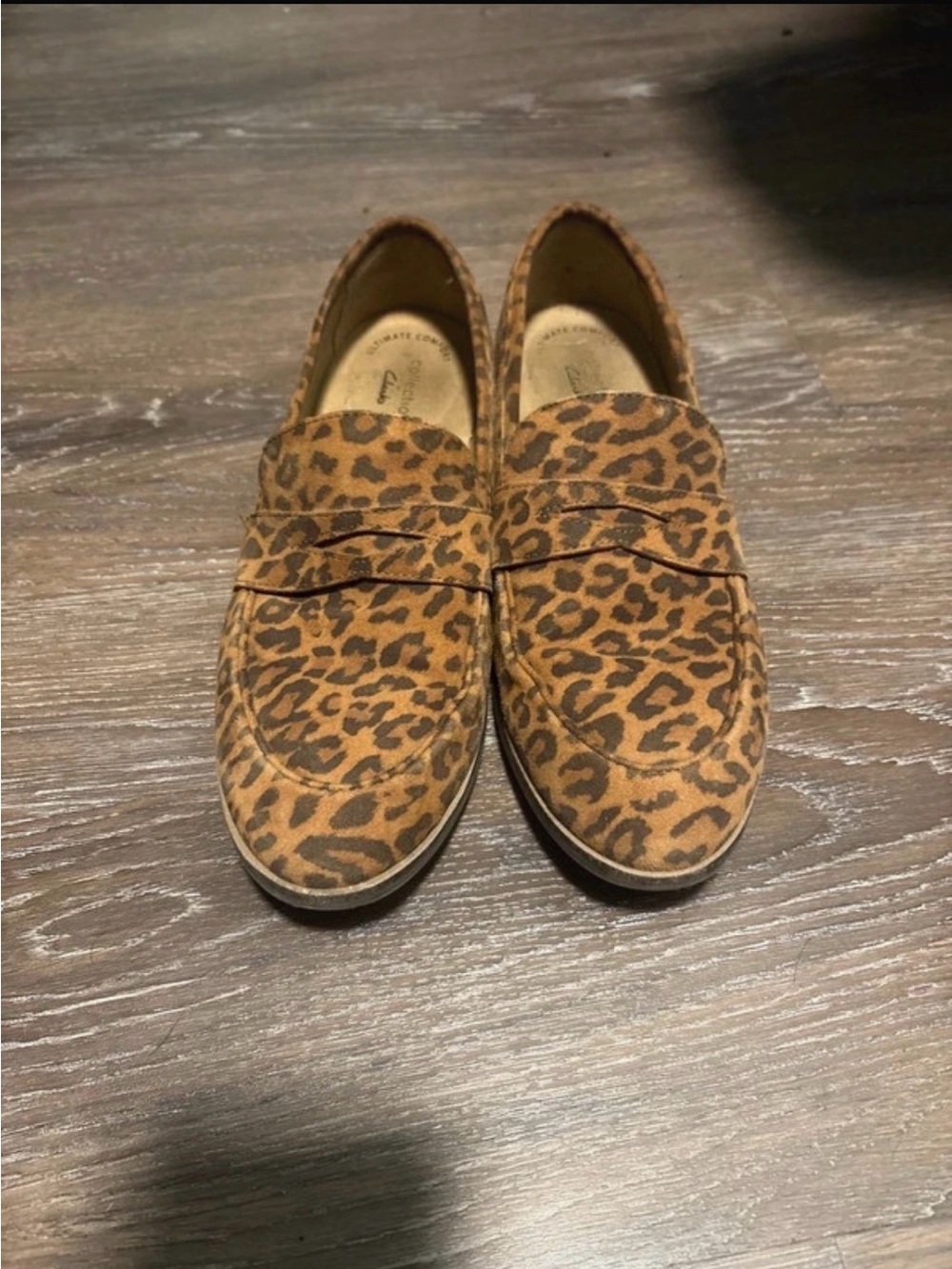 Clarks Leopard-Print Penny Loafers - Brown